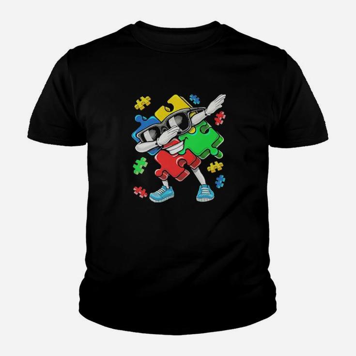 Dabbing Autism Puzzle Piece Love Youth T-shirt