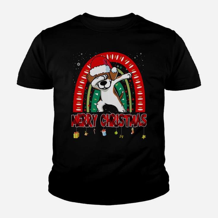 Dabbing Beagle Dog Boho Rainbow Funny Merry Christmas Sweatshirt Youth T-shirt