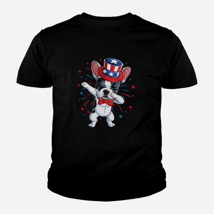 Dabbing French Bulldog 4Th Of July American Flag Youth T-shirt