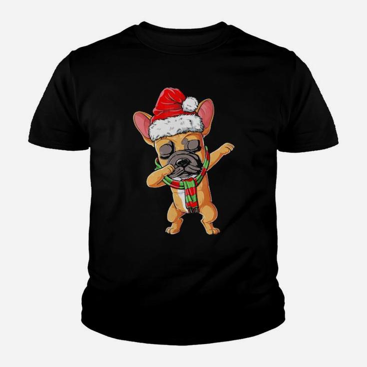 Dabbing French Bulldog Santa Youth T-shirt