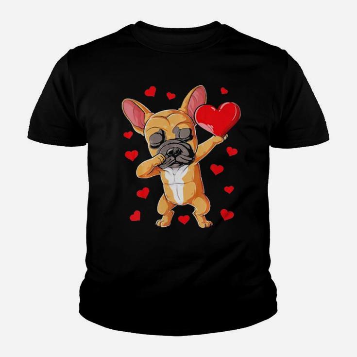 Dabbing French Bulldog Valentines Day Dog Heart Youth T-shirt