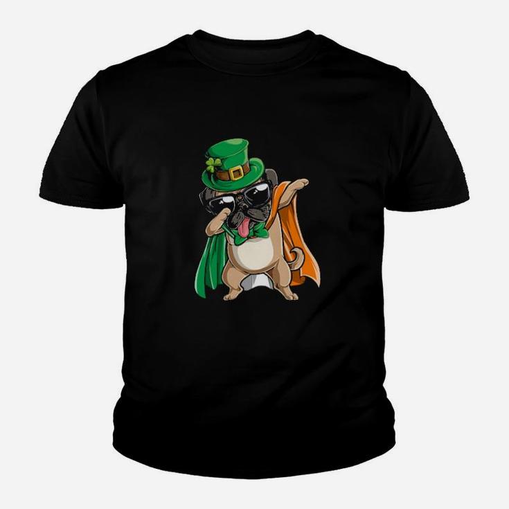Dabbing Pug Dog Irish Flag St Patricks Day Youth T-shirt