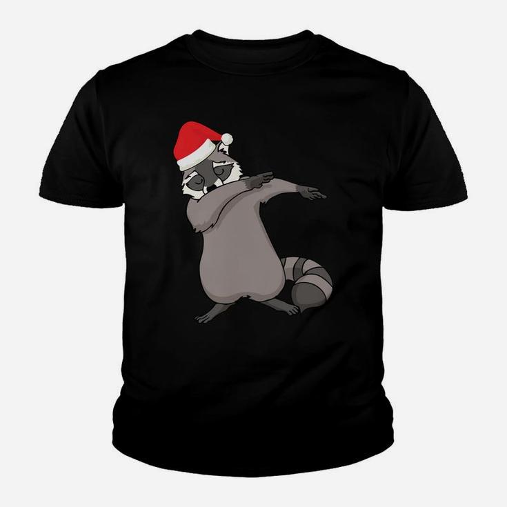 Dabbing Raccoon With Santa Claus Hat Christmas Dab Dance Youth T-shirt