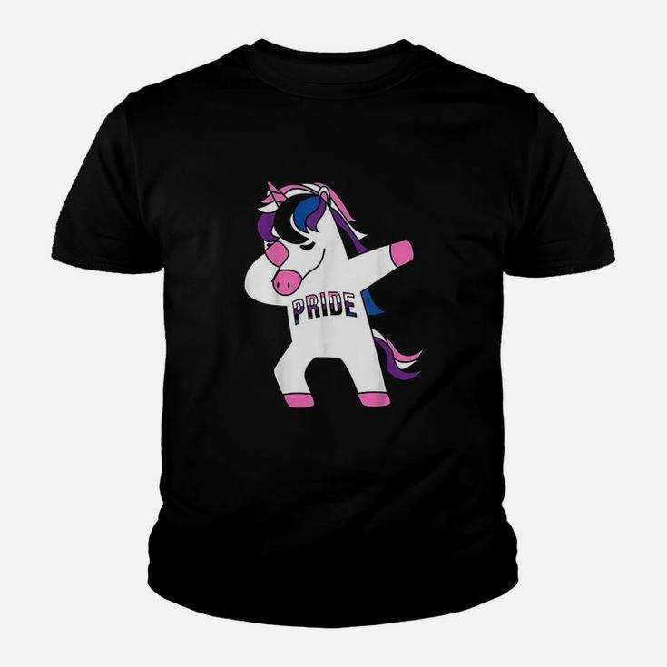 Dabbing Unicorn Genderfluid Pride Flag Lgbtq Cool Lgbt Gift Youth T-shirt