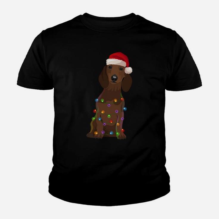 Dachshund Christmas Lights Xmas Dog Lover Sweatshirt Youth T-shirt