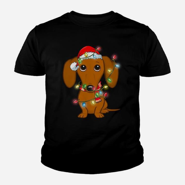 Dachshund Christmas Tree Dachshund Santa Hat Light Xmas Gift Sweatshirt Youth T-shirt