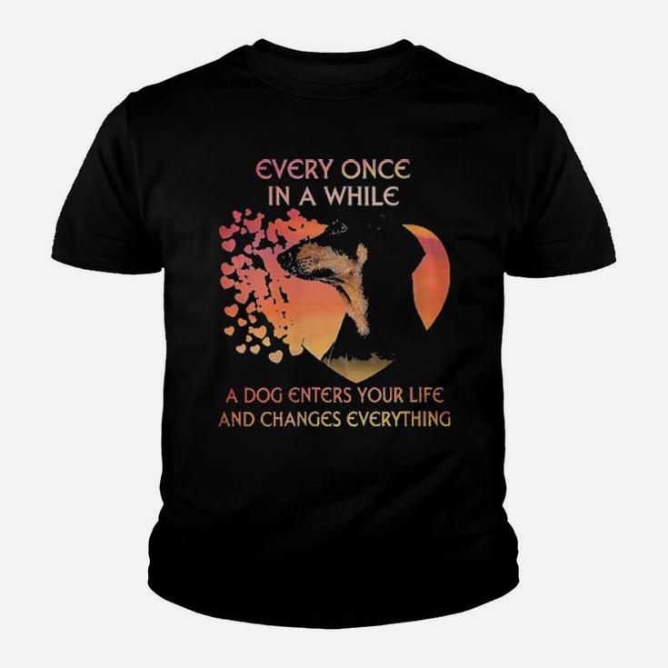 Dachshund Every Once In A While A Dog Enters Your Life And Changes Everything Youth T-shirt