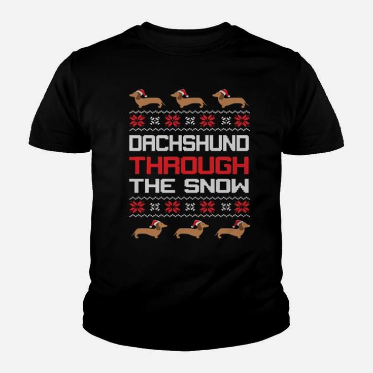 Dachshunds Through The Snow Youth T-shirt