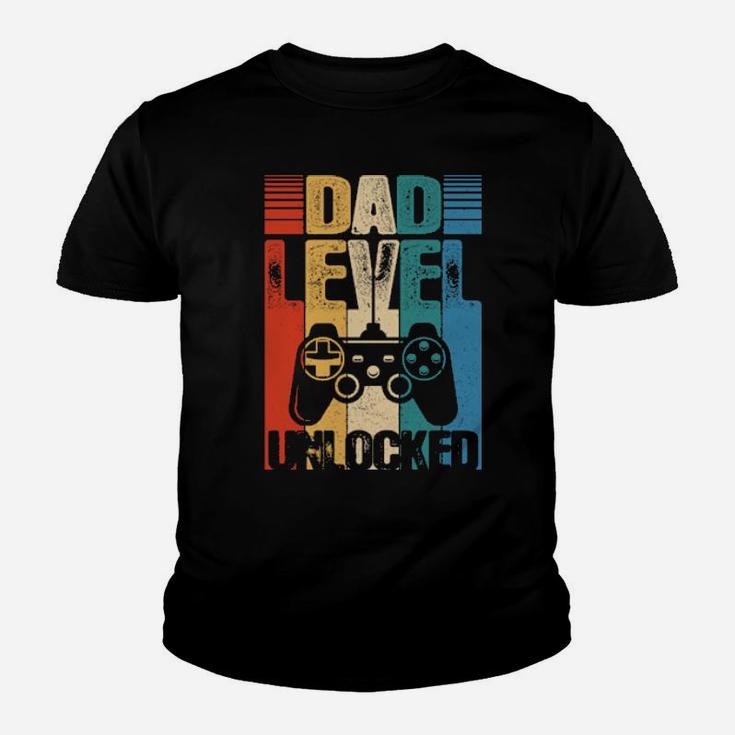 Dad Level Unlocked Pregnancy Announcement Retro Youth T-shirt