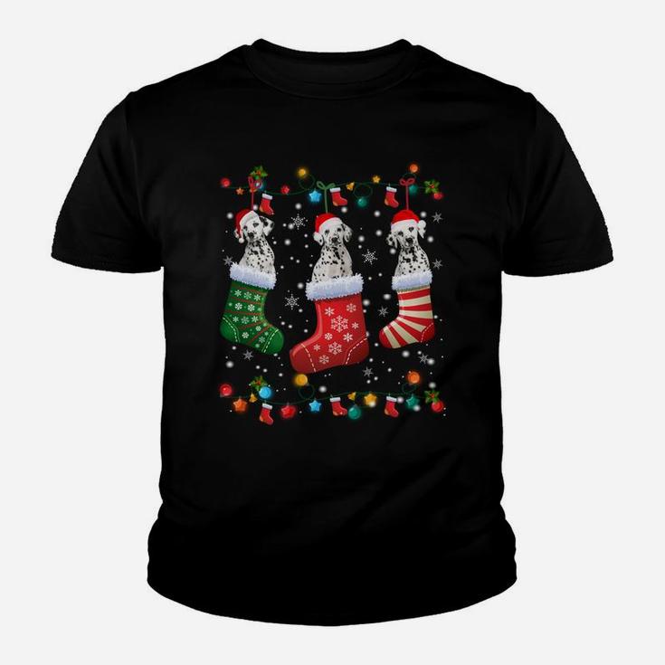Dalmatian Christmas Socks Funny Xmas Pajama Dog Lover Gift Sweatshirt Youth T-shirt
