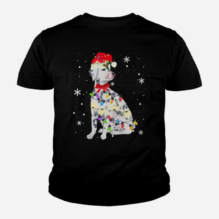 Dalmatian Dog Christmas Light Xmas Mom Dad Gifts Youth T-shirt