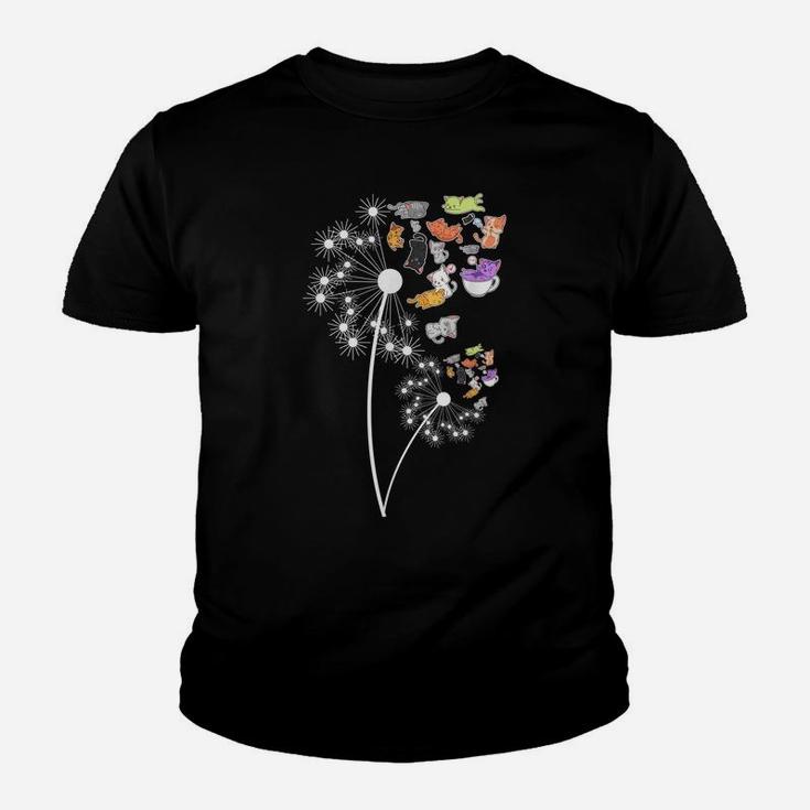 Dandelion Cat Lover Cute Cats Flower Floral Youth T-shirt