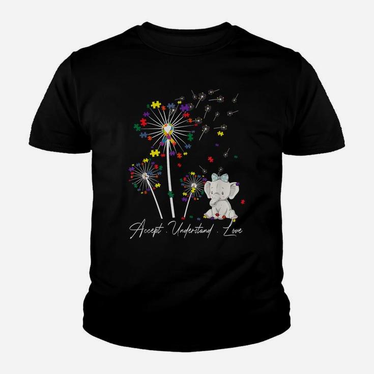 Dandelion Puzzle Autism Mom Accept Understand Love Elephant Youth T-shirt