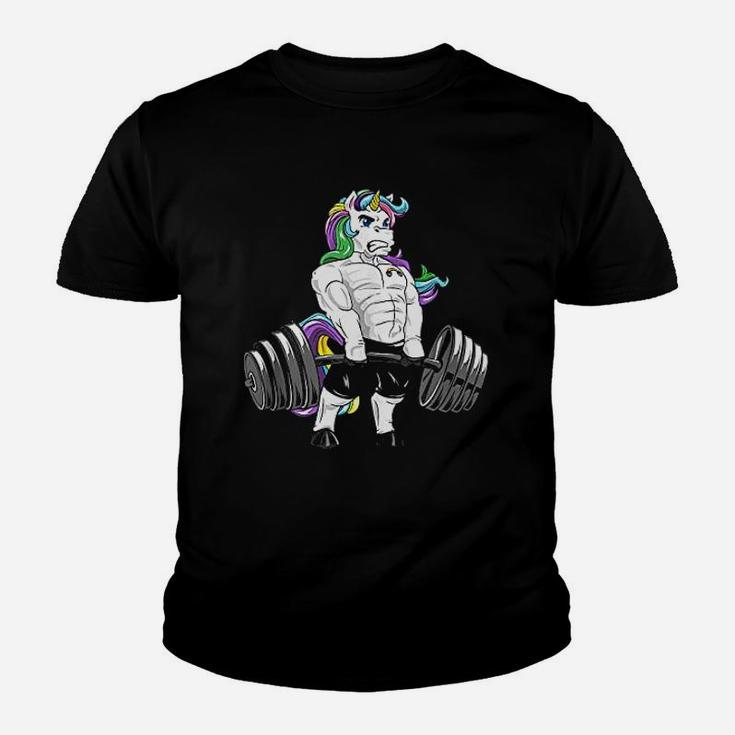 Deadlift Unicorn Gym Powerlifter Bodybuilding Youth T-shirt