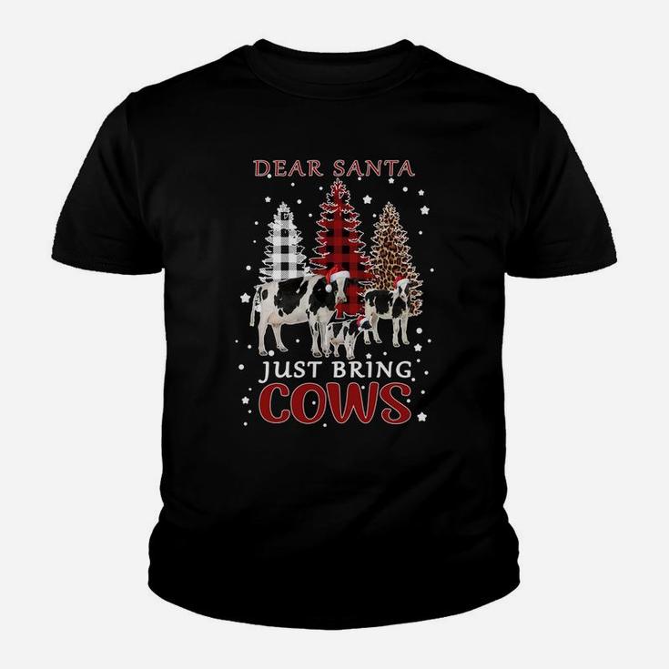 Dear Santa Just Bring Cows Christmas Buffalo Plaid Heifer Sweatshirt Youth T-shirt