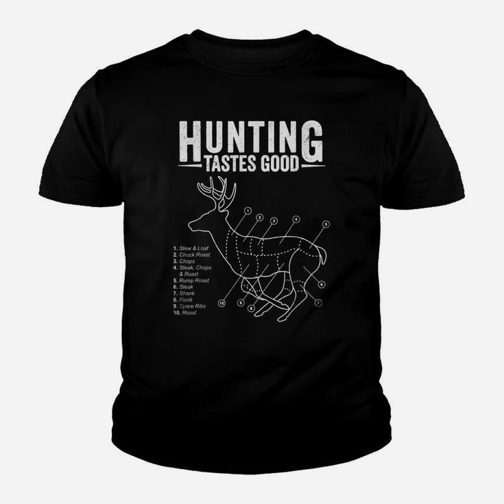 Deer Hunting Whitetail Buck Meat Cut Chart Funny Hunter Youth T-shirt
