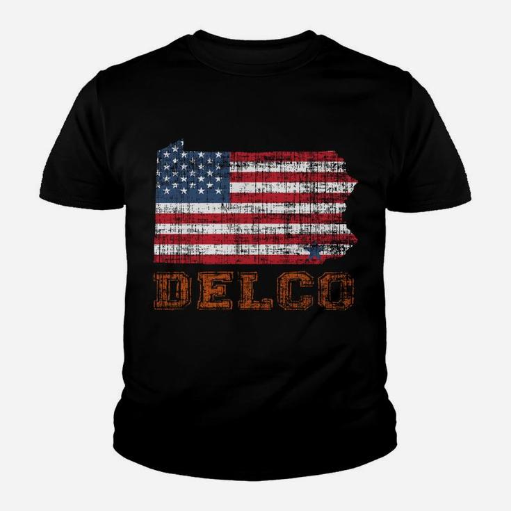 Delco Philadelphia American Usa Flag Pennsylvania Vintage Youth T-shirt