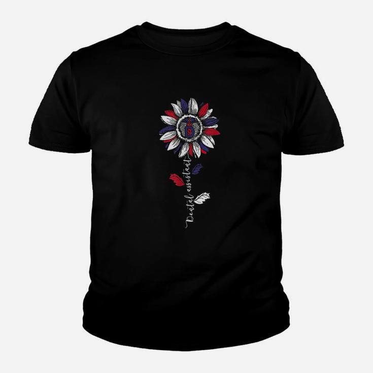 Dental Assistant Sunflower American Flag 4Th Of July Youth T-shirt