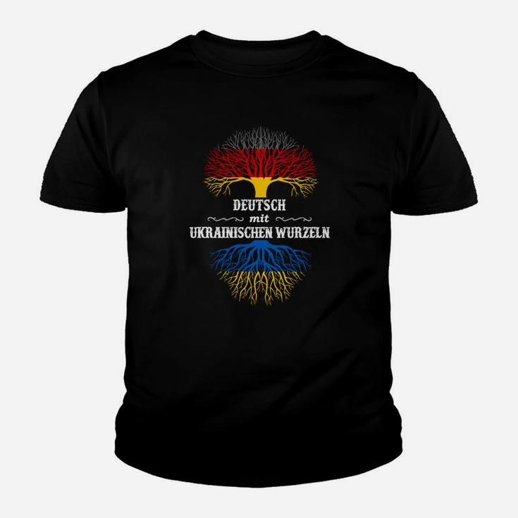 Deutsch-Ukrainische Wurzeln Design Kinder Tshirt, Schwarz-Baumwolle