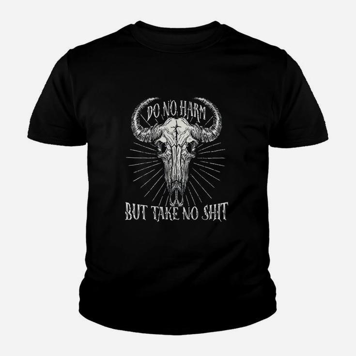 Do No Harm But Take No Cow Bull Boho Skull Youth T-shirt