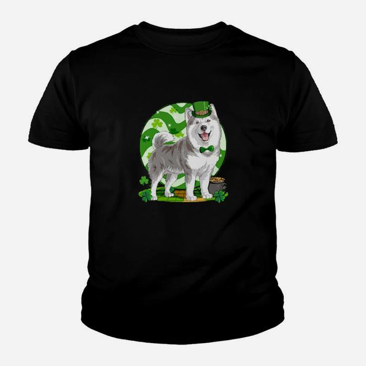 Dog Alaskan Malamute Dog Irish Leprechaun St Puppy Pet Patricks Day Youth T-shirt
