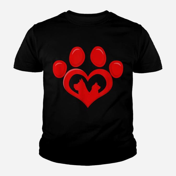 Dog And Cat Paw Love Heart For Dog And Cat Lovers Women's Youth T-shirt
