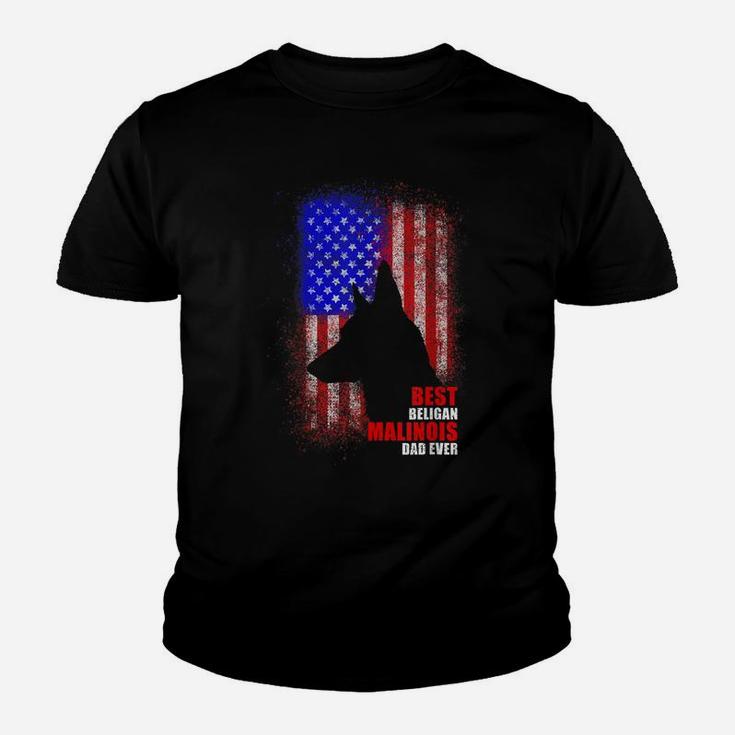 Dog Dad Ever American Flag Belgian Malinois Fathers Day Youth T-shirt