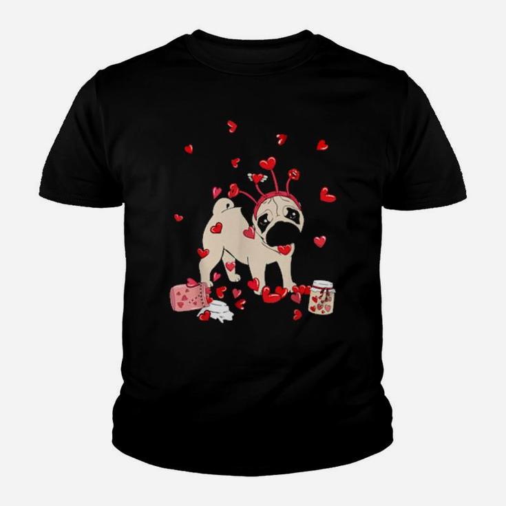 Dog Valentine Cute Pug Valentine's Day Youth T-shirt