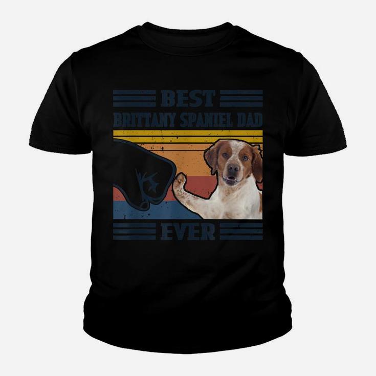Dog Vintage Best Brittany Spaniel Dad Ever Father's Day Youth T-shirt