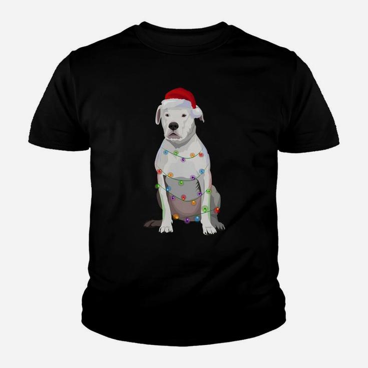 Dogo Argentino Christmas Lights Xmas Dog Lover Youth T-shirt