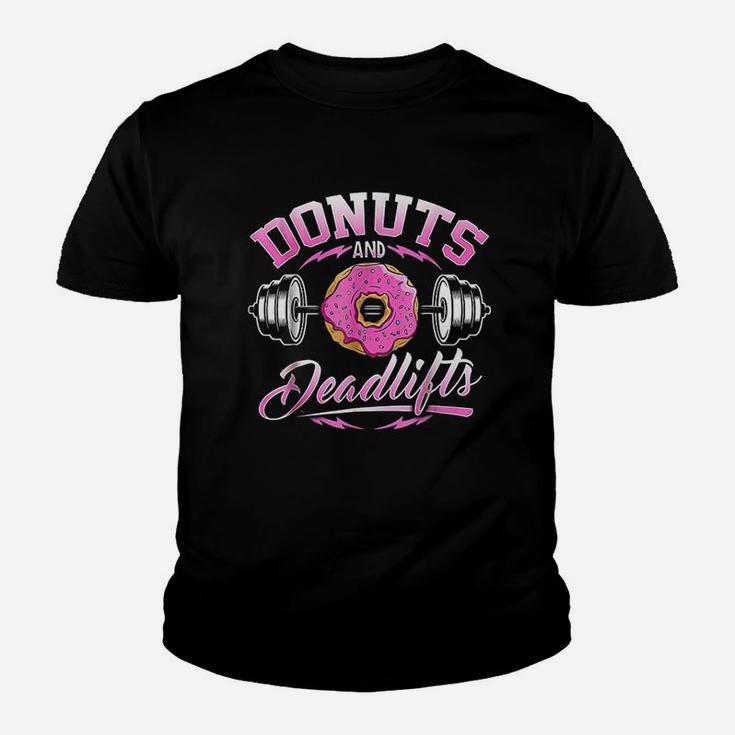 Donuts And Deadlifts Weightlifting Funny Gym Youth T-shirt