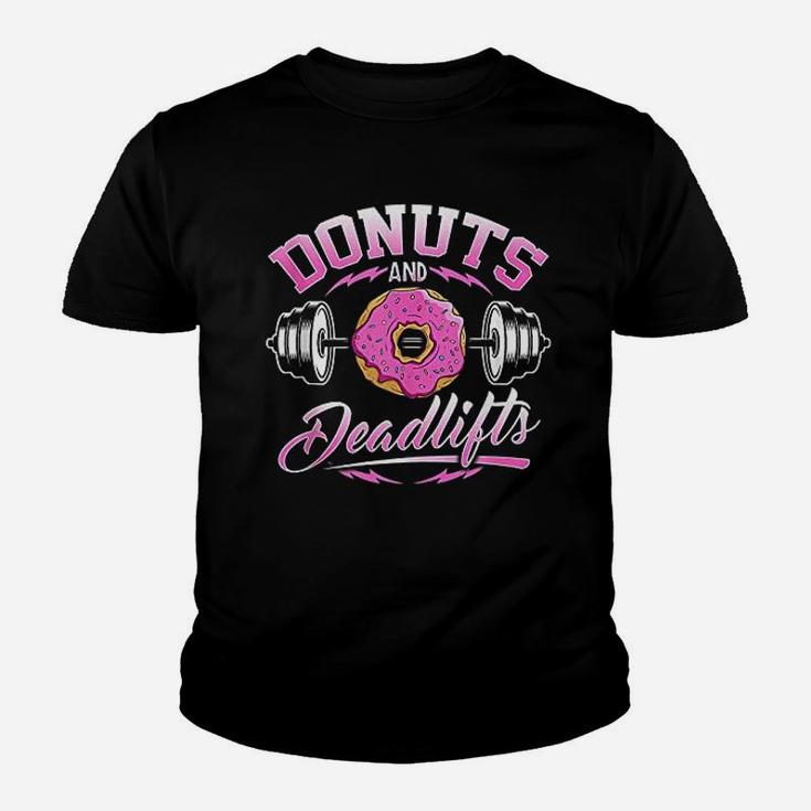 Donuts And Deadlifts Weightlifting Gym Workout Love Youth T-shirt