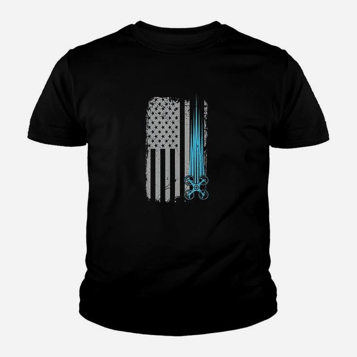 Drone Racing Distressed Usa American Flag Quadcopter Pilot Youth T-shirt