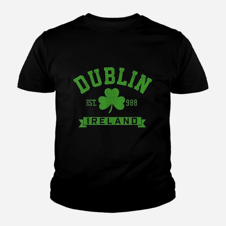Dublin Ireland Est 988 Clover Leaf Shamrock St Patricks Day Youth T-shirt