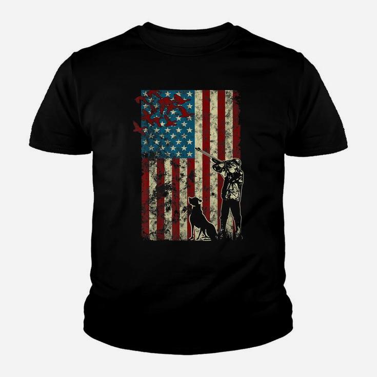 Duck Hunting Distressed Patriotic American Flag Gift Hunters Youth T-shirt