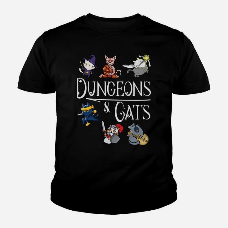 Dungeons And Cats Funny Dragon Cat Kitten Lover Kitty Gift Youth T-shirt