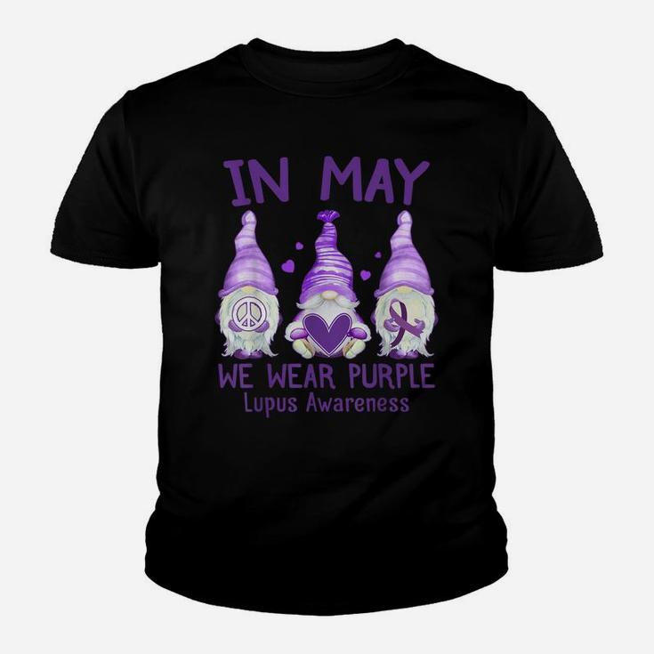 Dy In May We Wear Purple Lupus Awareness Month Cute Gnome Youth T-shirt