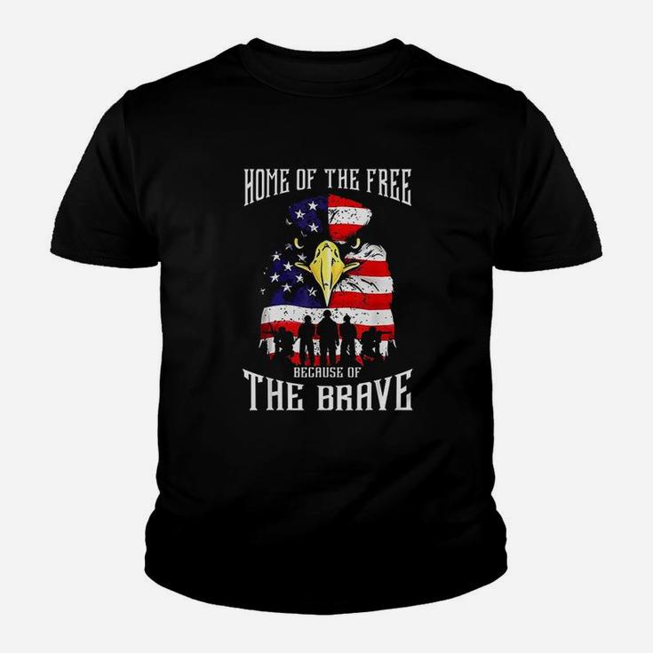 Eagle American Flag Military Veterans Patriotic Brave Youth T-shirt