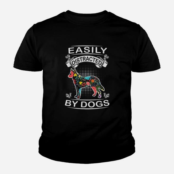Easily Distracted By Dogs German Shepherd Funny Dog Youth T-shirt