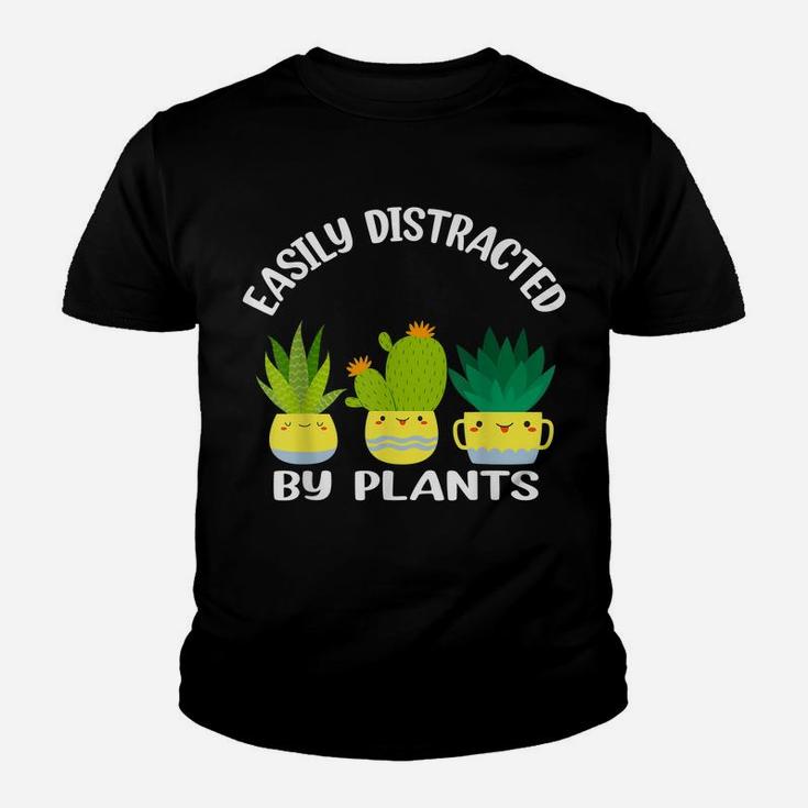 Easily Distracted By Plants Garden Lover Mom Funny Gardening Youth T-shirt
