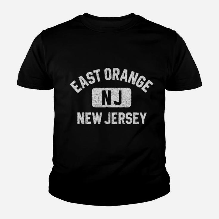 East Orange Nj New Jersey Gym Style Distressed White Print Youth T-shirt