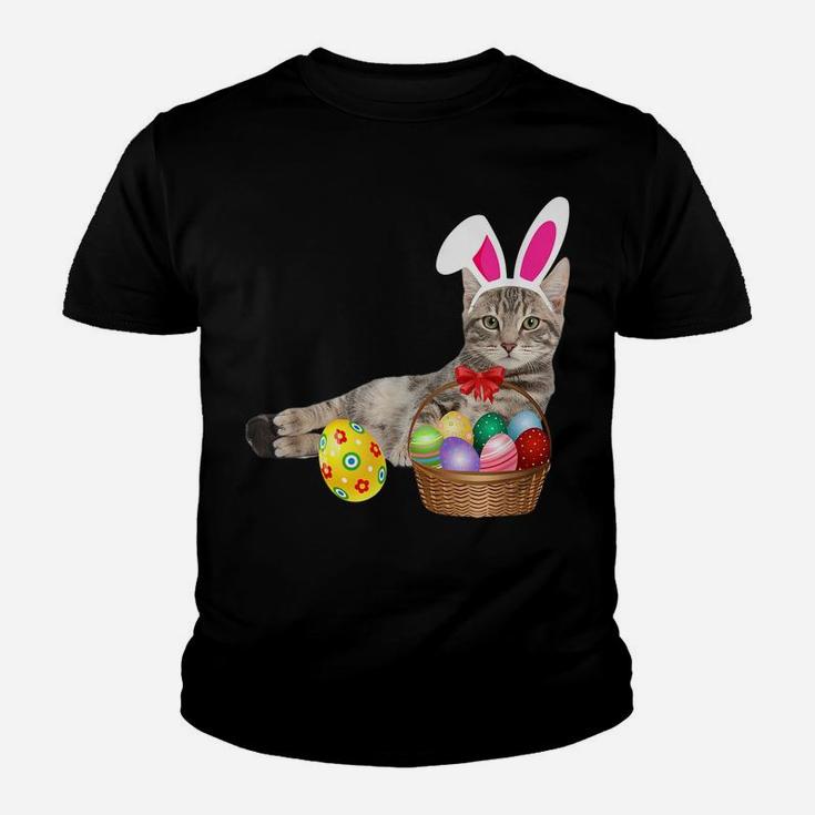 Easter Shirt Cat Funny Bunny Ears & Eggs Gift Youth T-shirt