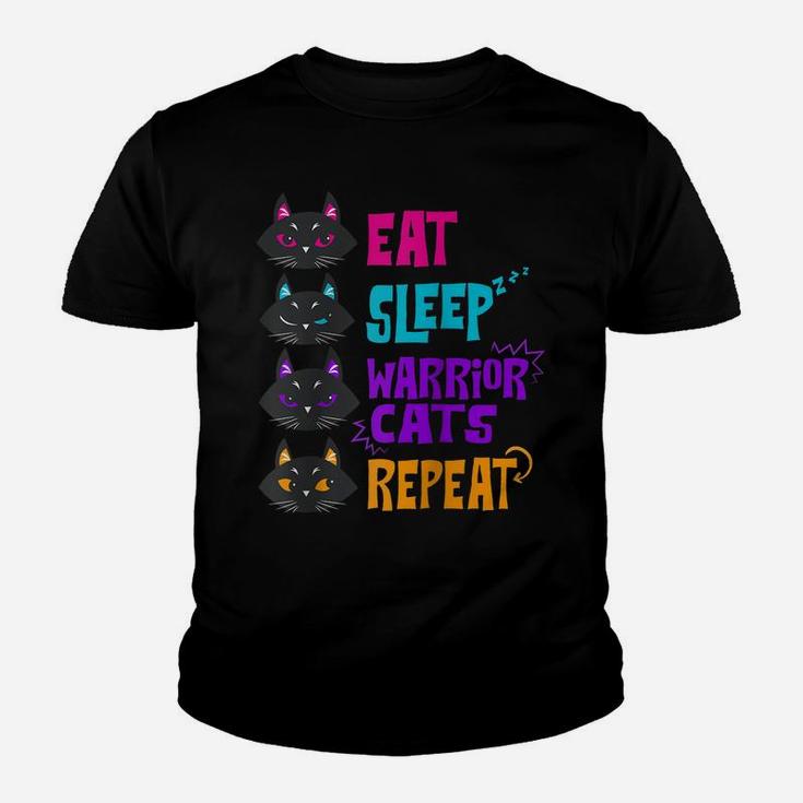 Eat Sleep Cat Warrior Repeat Cat Warrior Love Cats Raglan Baseball Tee Youth T-shirt
