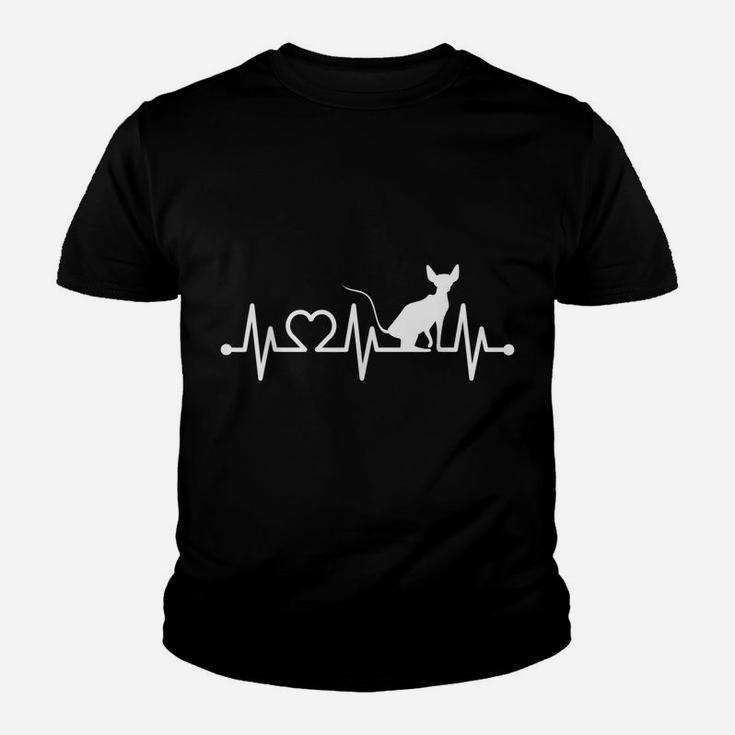 Ecg Heartbeat Pulse Heart Sphynx For Sphinx Cat Owners Youth T-shirt