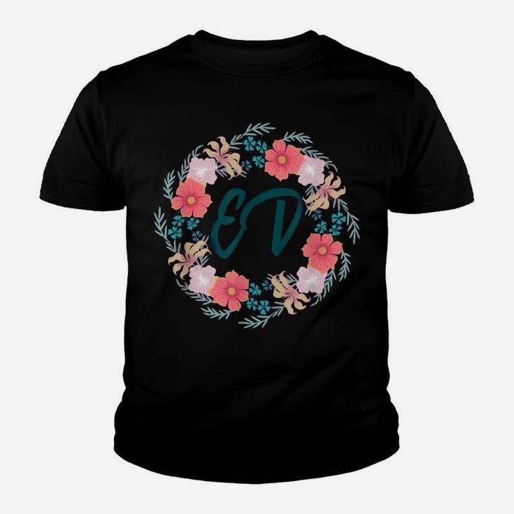 Ed Round Floral Frame Retro Emergency Department Nurse Gift Youth T-shirt