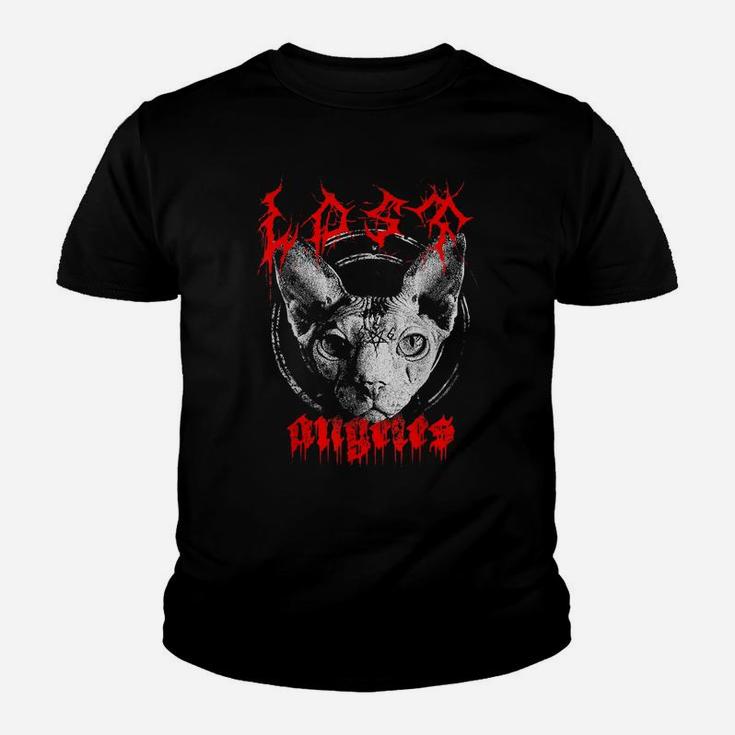 Edgy Gothic Clothing Sphynx Cat Lovers Occult Graphic Youth T-shirt