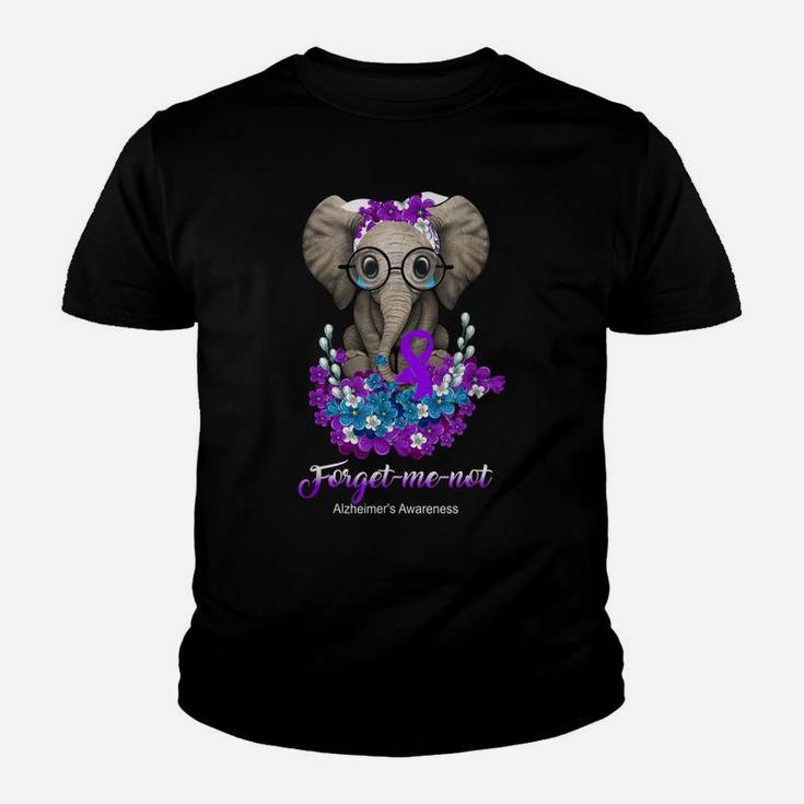 Elephant Forget Me Not Alzheimer's Awareness Flower Youth T-shirt