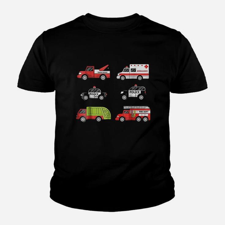 Emergency Vehicles Fire Truck Police Car Ambulance Youth T-shirt