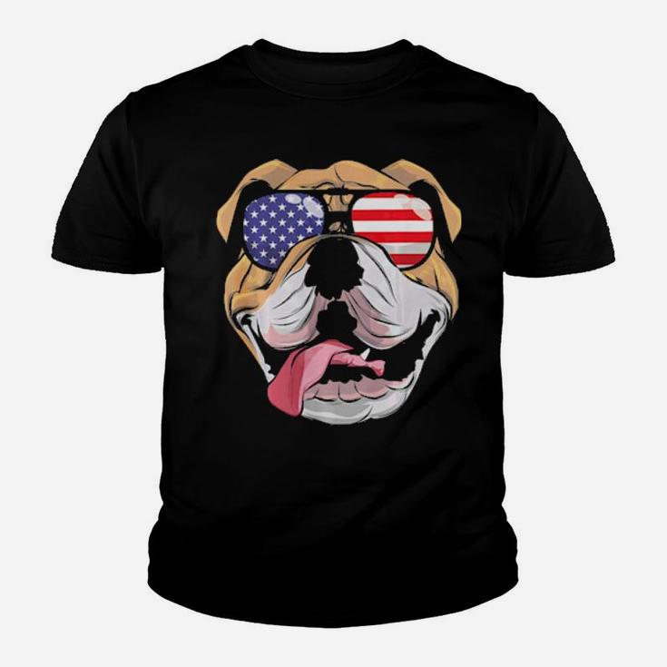 English Bulldog 4Th Of July American Sunglasses Youth T-shirt