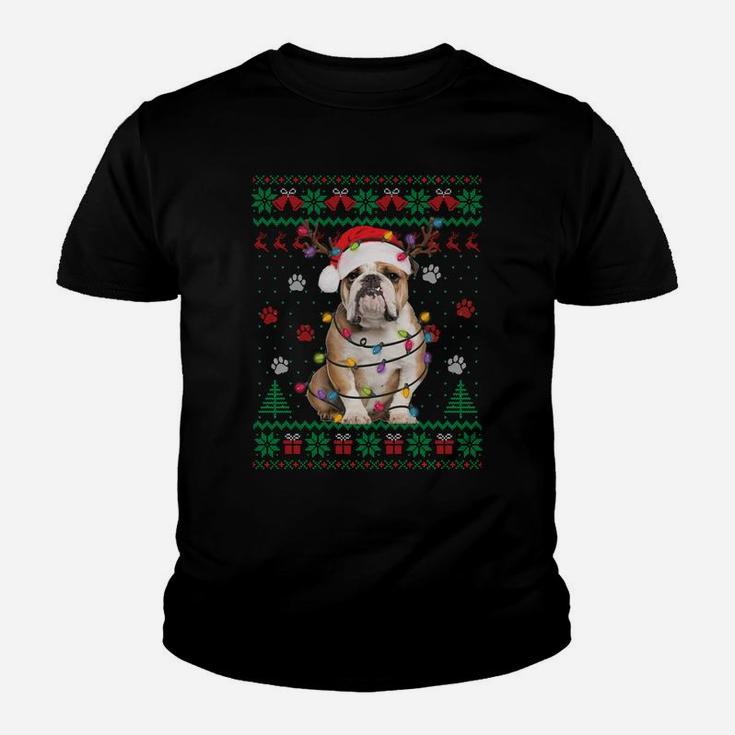 English Bulldog Christmas Lights Santa Dog Lover Ugly Sweate Sweatshirt Youth T-shirt